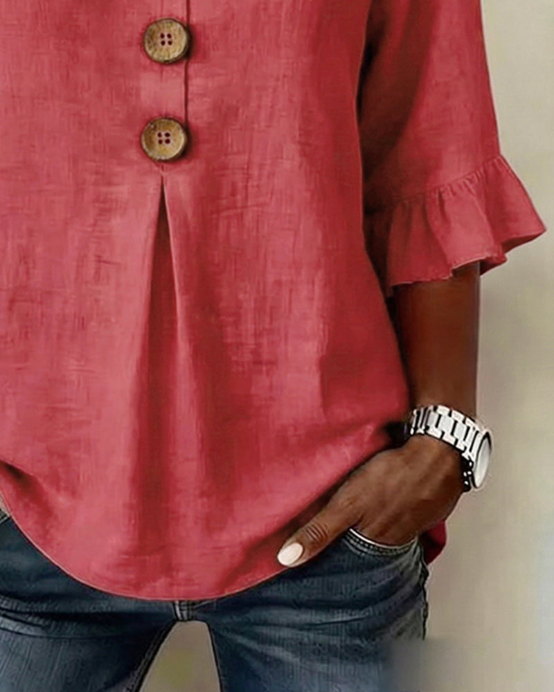 Pauline | Blouse en Coton et Lin à Volants