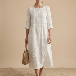 Louna | Robe Élégante Décontractée en Coton et Lin