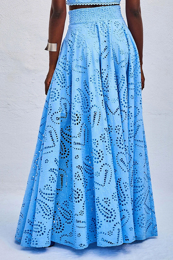 Ensemble Larissa™ : Top Brodé et Jupe Maxi Taille Haute