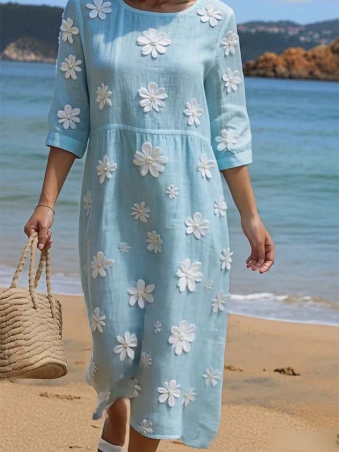 Louna | Robe Élégante Décontractée en Coton et Lin