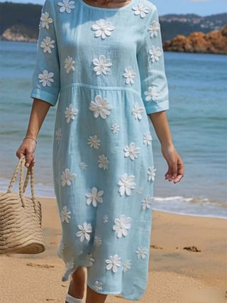 Louna | Robe Élégante Décontractée en Coton et Lin