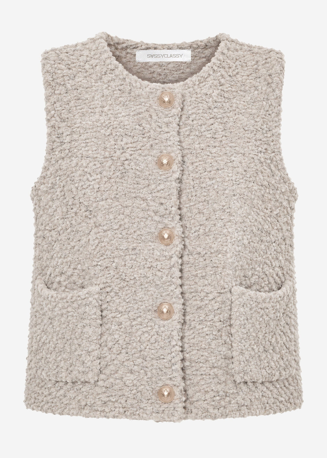 Gilet en bouclette à poches — greige