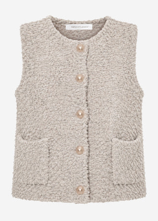 Gilet en bouclette à poches — greige