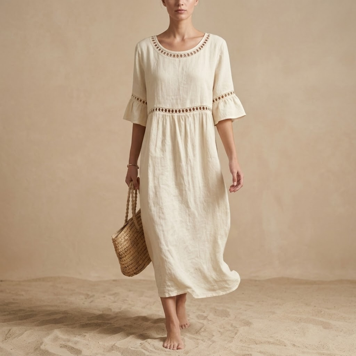 Noë | Robe décontractée pour femme en coton et lin uni