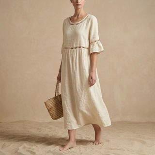 Noë | Robe décontractée pour femme en coton et lin uni