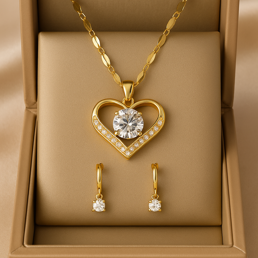 Amélia | Parure collier et bague plaquée or
