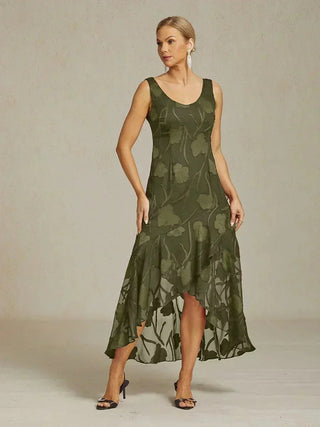 Lou - Robe de Soirée en Chiffon Floral avec Ourlet Asymétrique