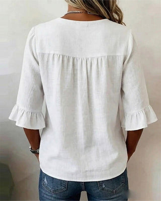 Pauline | Blouse en Coton et Lin à Volants