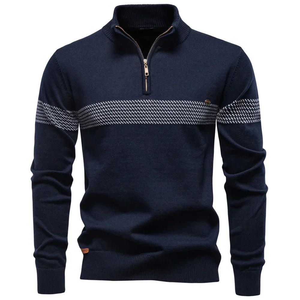 Hervé | Pull classique en maille demi-zip pour homme