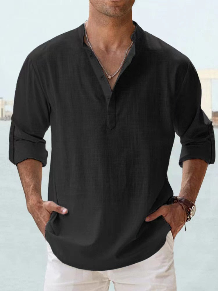 Félix | Chemise minimaliste à col mandarin pour homme