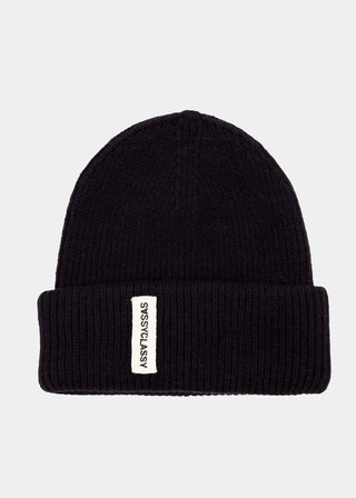 Bonnet côtelé à revers — noir