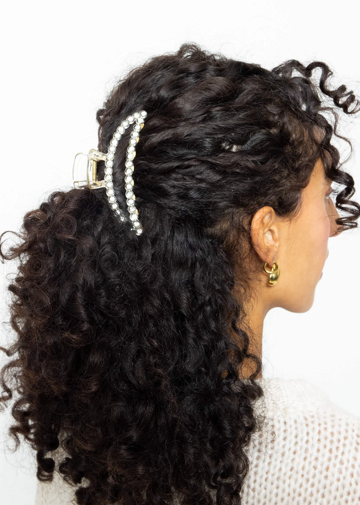 Pince à cheveux scintillante — blanc