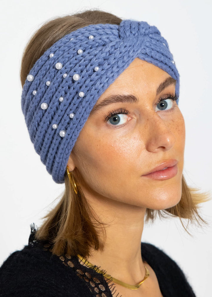 Bandeau en maille à perles — bleu