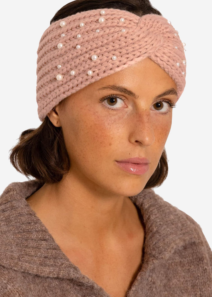 Bandeau en maille à perles — rose