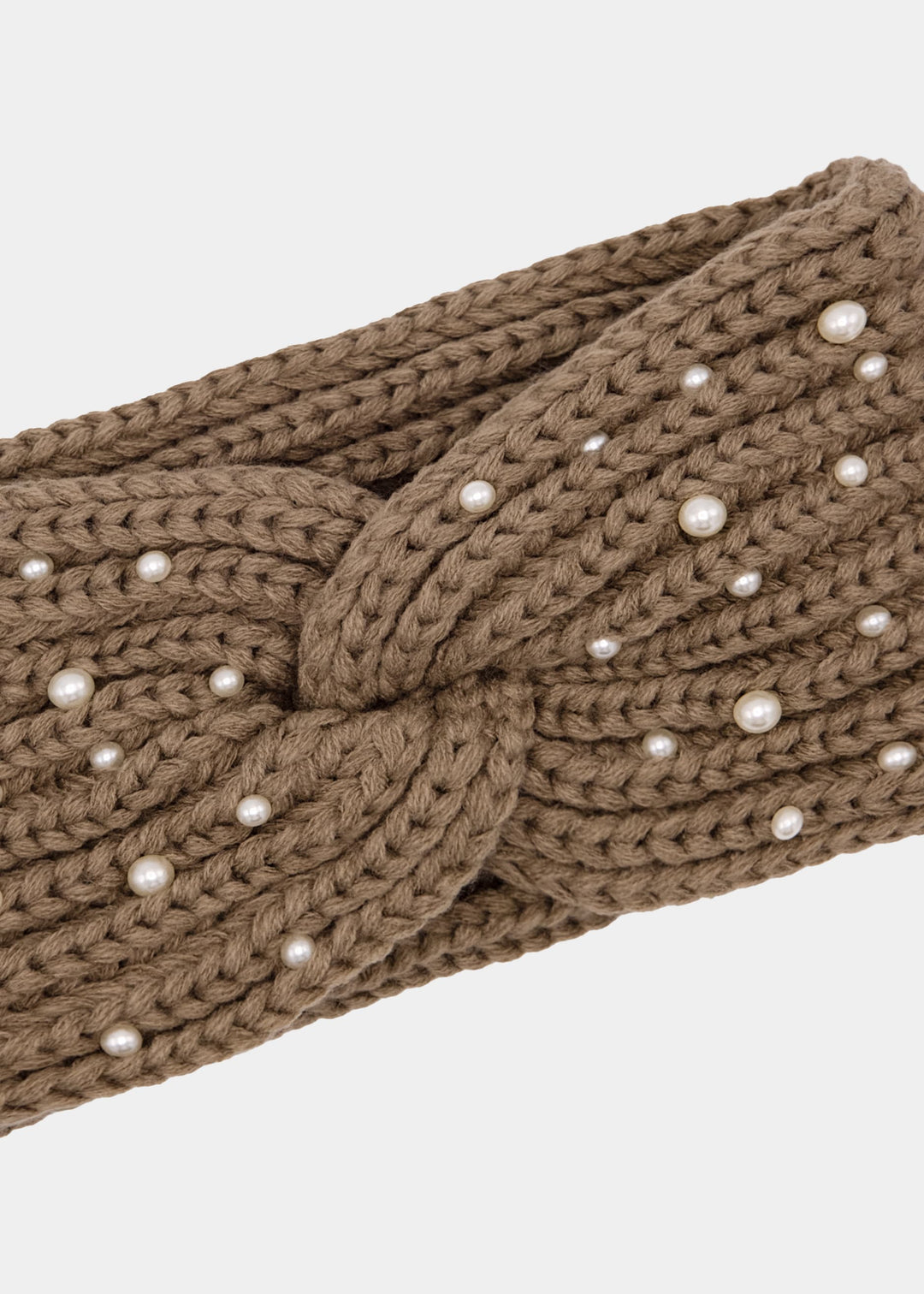 Bandeau en maille à perles — taupe