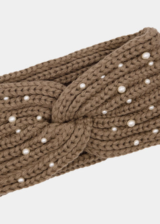 Bandeau en maille à perles — taupe