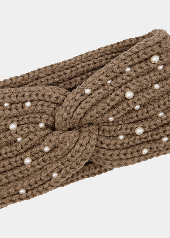 Bandeau en maille à perles — taupe