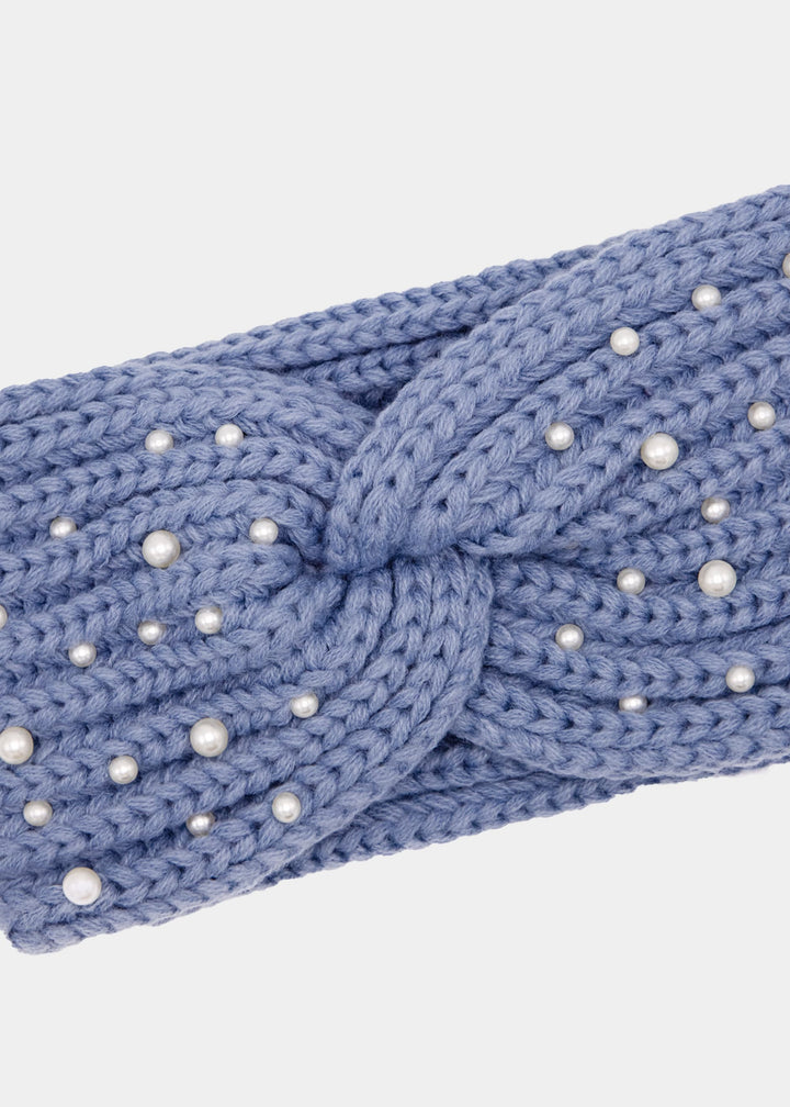 Bandeau en maille à perles — bleu