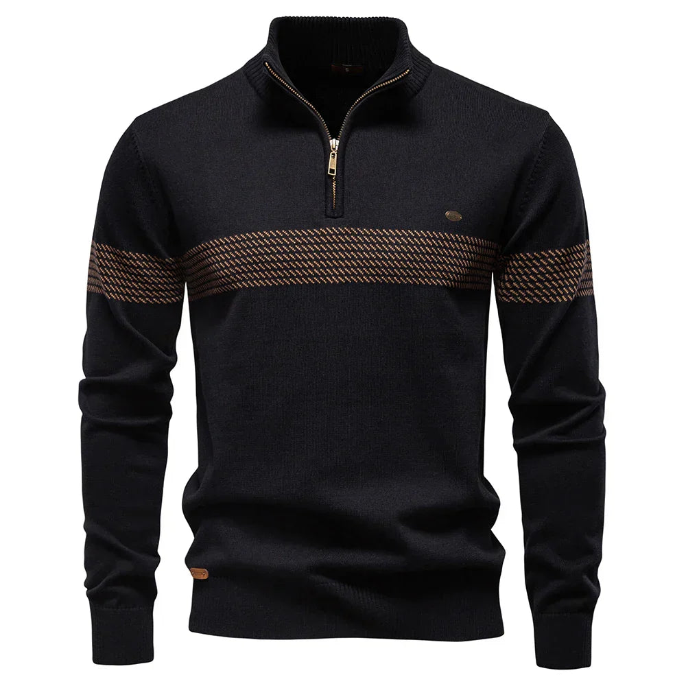Hervé | Pull classique en maille demi-zip pour homme
