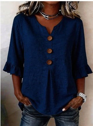 Pauline | Blouse en Coton et Lin à Volants