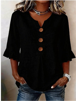 Pauline | Blouse en Coton et Lin à Volants
