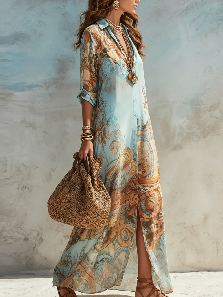 Coralie | Robe Chemise Méditerranéenne