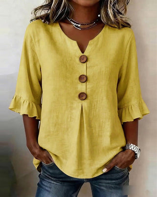 Pauline | Blouse en Coton et Lin à Volants