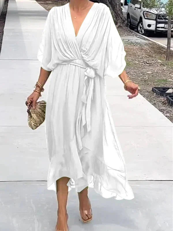 Louisa – Robe en chiffon avec décolleté en v