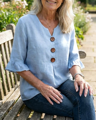 Pauline | Blouse en Coton et Lin à Volants
