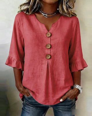 Pauline | Blouse en Coton et Lin à Volants