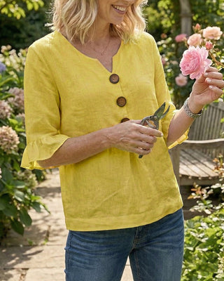 Pauline | Blouse en Coton et Lin à Volants