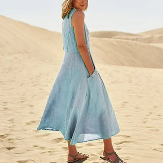 Nina Robe Maxi d’Été en Lin – L’Incontournable de l’Été