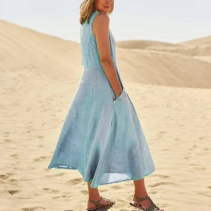 Nina Robe Maxi d’Été en Lin – L’Incontournable de l’Été