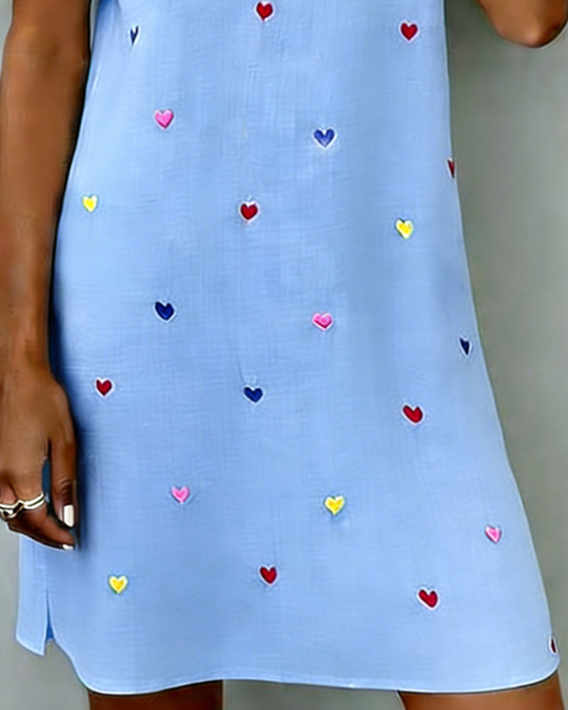 Amélie | Robe Colorée À Imprimé Cœur Et Col En V