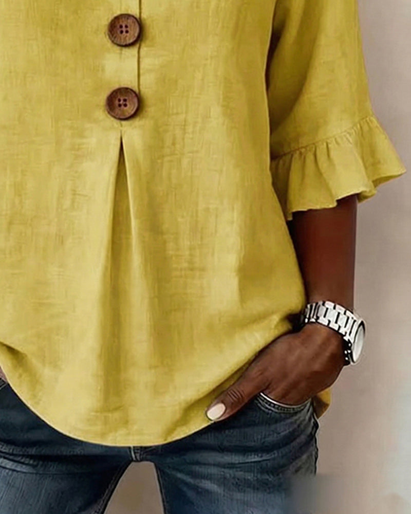 Pauline | Blouse en Coton et Lin à Volants