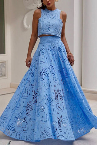 Ensemble Larissa™ : Top Brodé et Jupe Maxi Taille Haute