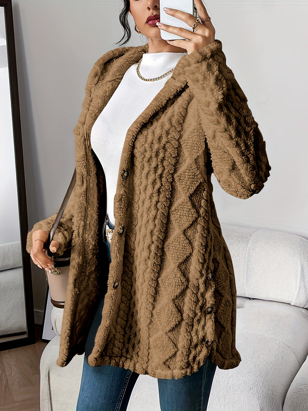 Sara | Manteau à capuche effet peluche