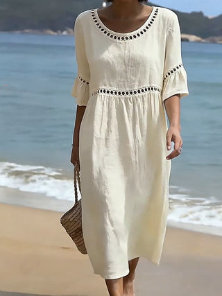 Noë | Robe décontractée pour femme en coton et lin uni