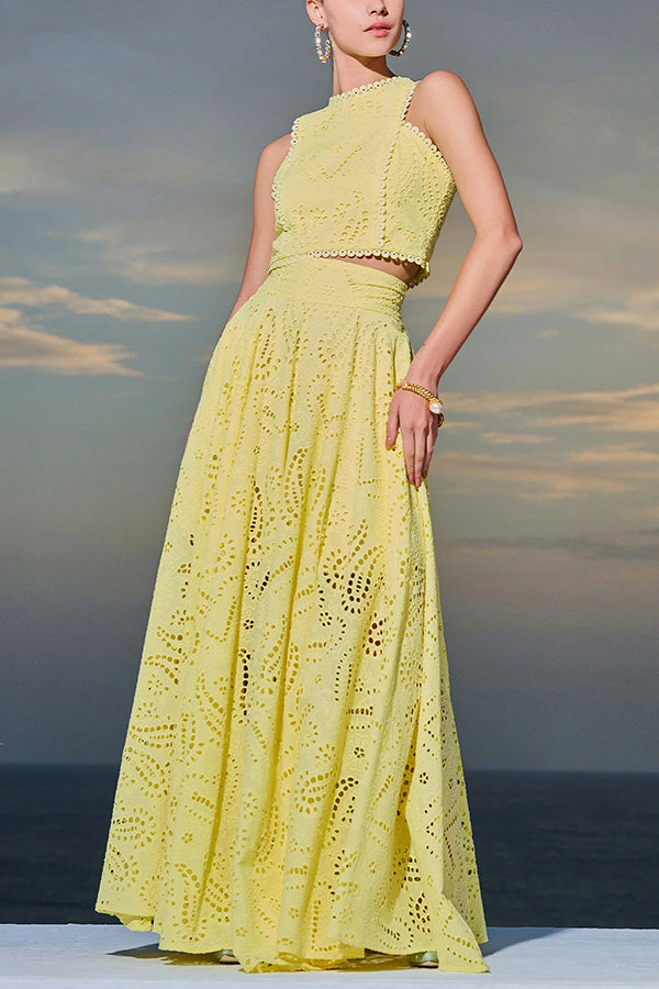 Ensemble Larissa™ : Top Brodé et Jupe Maxi Taille Haute