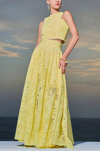 Ensemble Larissa™ : Top Brodé et Jupe Maxi Taille Haute