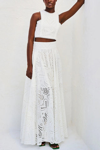 Ensemble Larissa™ : Top Brodé et Jupe Maxi Taille Haute