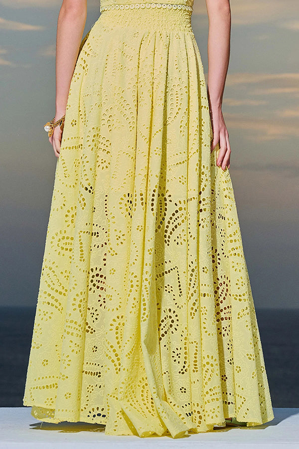 Ensemble Larissa™ : Top Brodé et Jupe Maxi Taille Haute