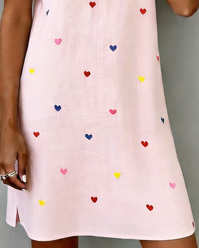 Amélie | Robe Colorée À Imprimé Cœur Et Col En V