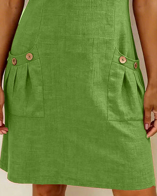 Renée - Robe Fermeture Éclair Poche Coton Lin