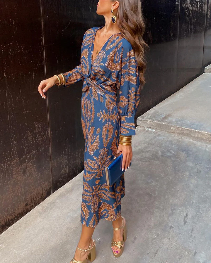 Amélie ™ – Robe Midi Élégante avec Imprimé