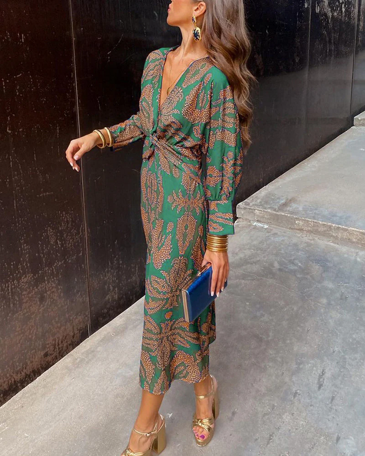 Amélie ™ – Robe Midi Élégante avec Imprimé