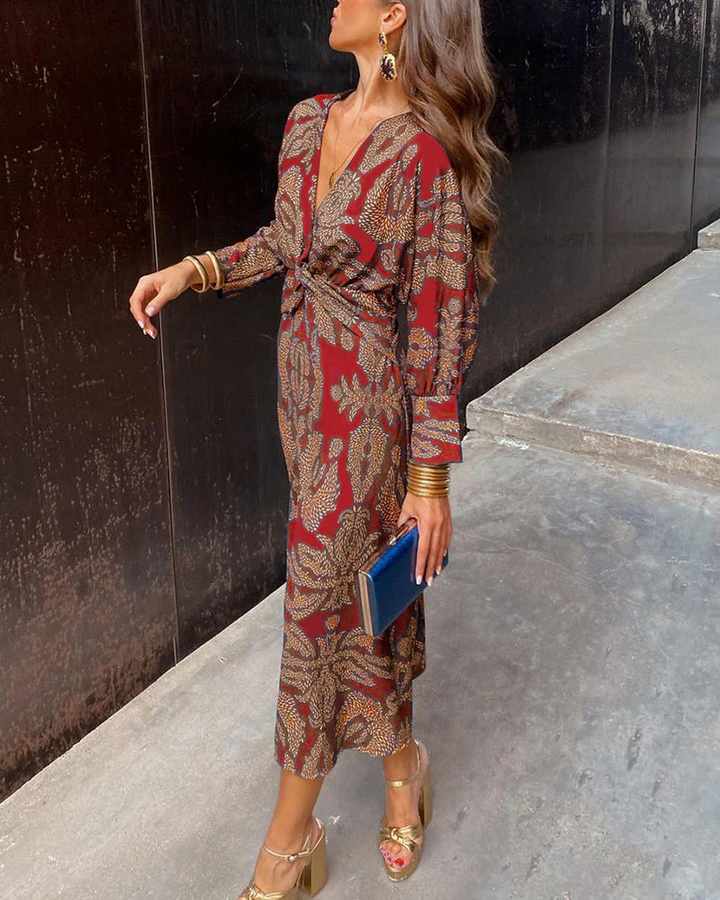 Amélie ™ – Robe Midi Élégante avec Imprimé