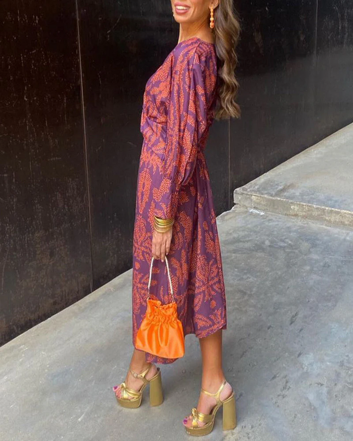 Amélie ™ – Robe Midi Élégante avec Imprimé