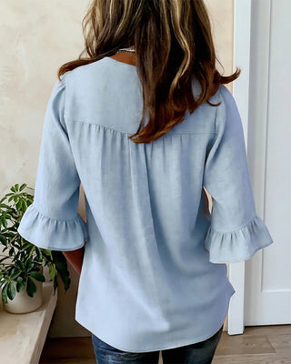 Pauline | Blouse en Coton et Lin à Volants
