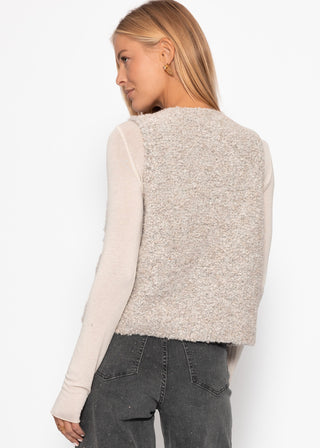 Gilet en bouclette à poches — greige